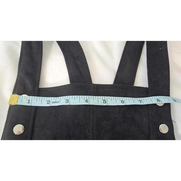 Forever 21 Women's Black Faux Suede Overall Apron Mini Dress Size Small NWT - Picture 9 of 9